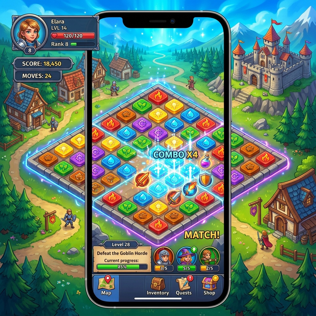 TileQuest — jeu de puzzle mobile classique