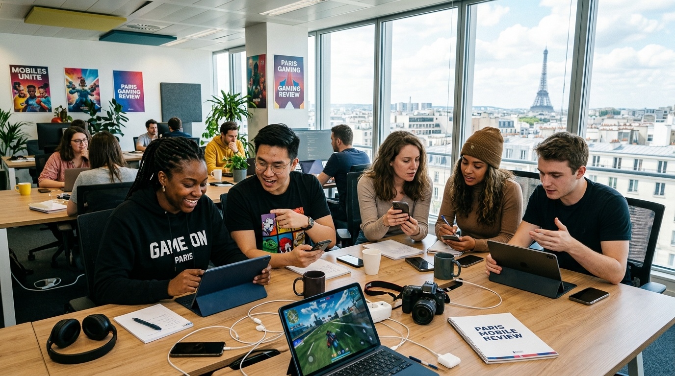 L'équipe Jeu de Fer analyse des jeux mobiles dans leurs bureaux parisiens